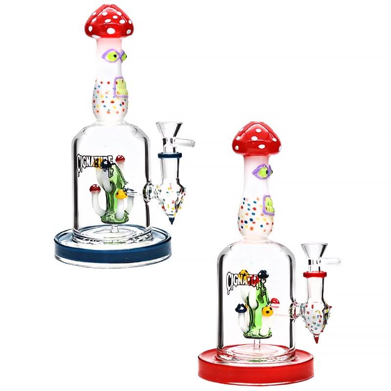 Cignature Mushroom Family With Mushroom Perc Dome Shaped Waterpipe (H4047) | 9 inch | Assorted Colors product image